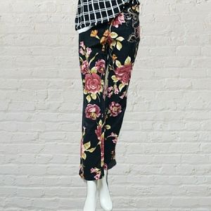 Italian corduroy Rose print ankle pants w sequin detail size medium